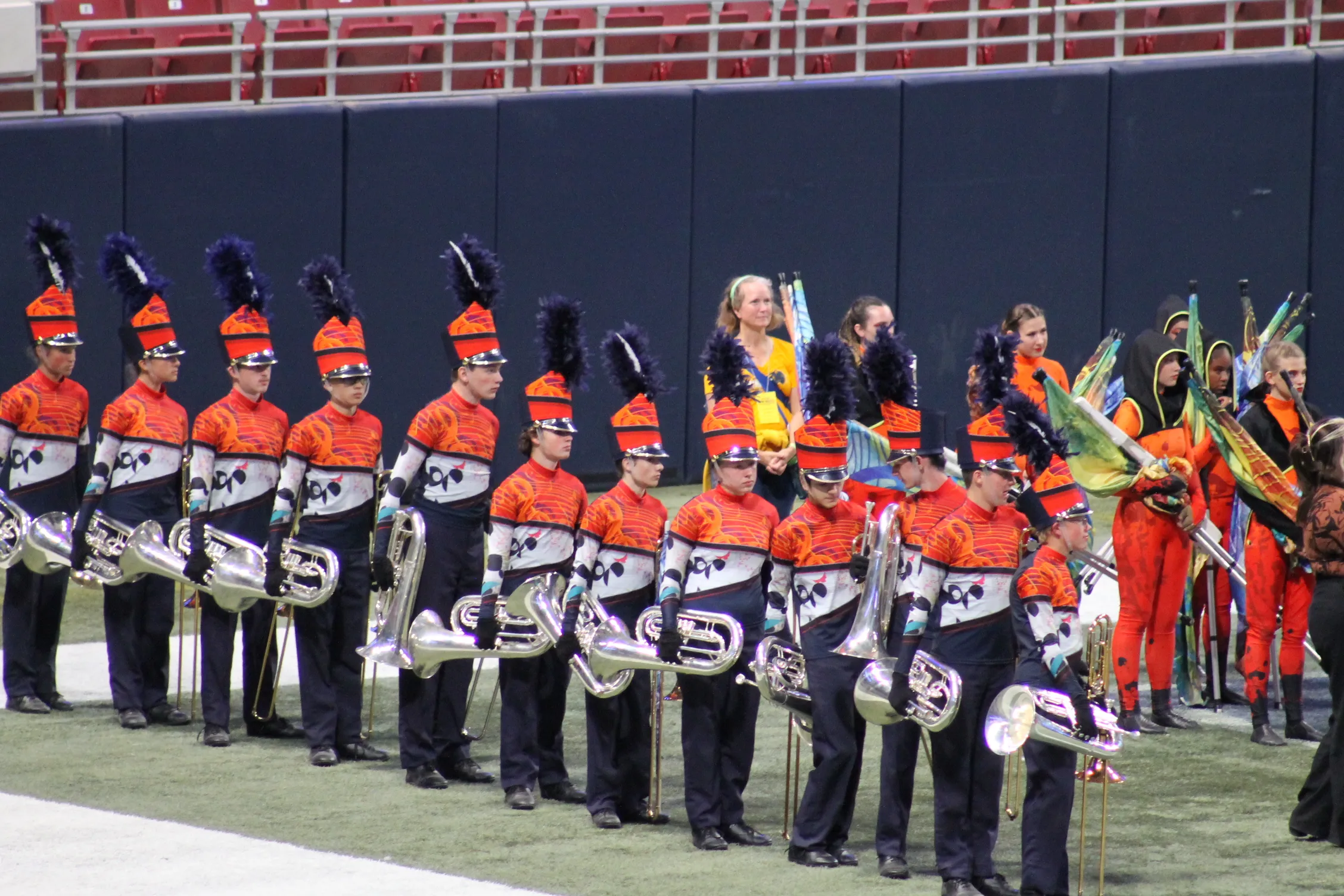 band of america, oths marching panthers, orange uniforms, marching band competition finals